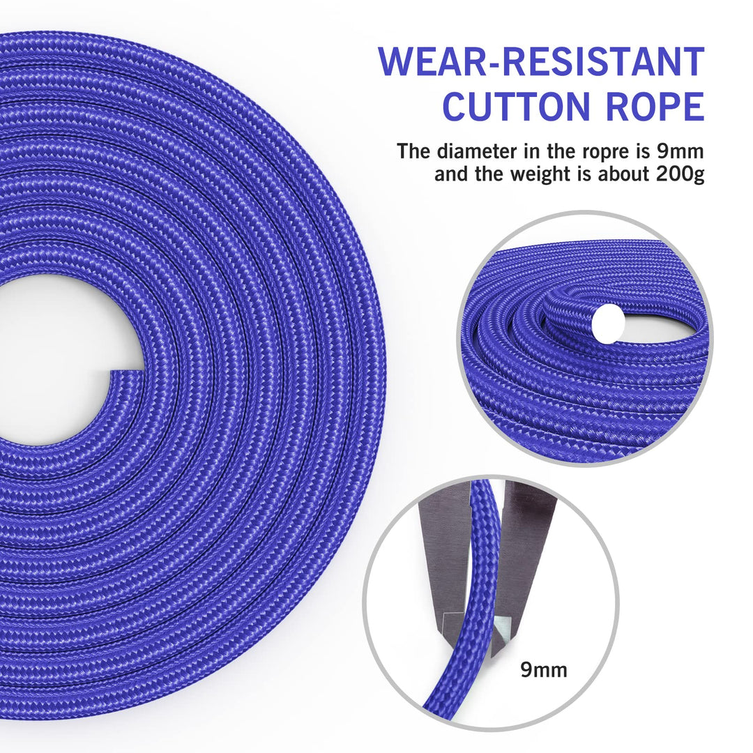 FITMYFAVO Jump Rope Cotton Adjustable Skipping Weighted jumprope for Women，Adult and Children Athletic Fitness Exercise Jumping Rope (Blue)