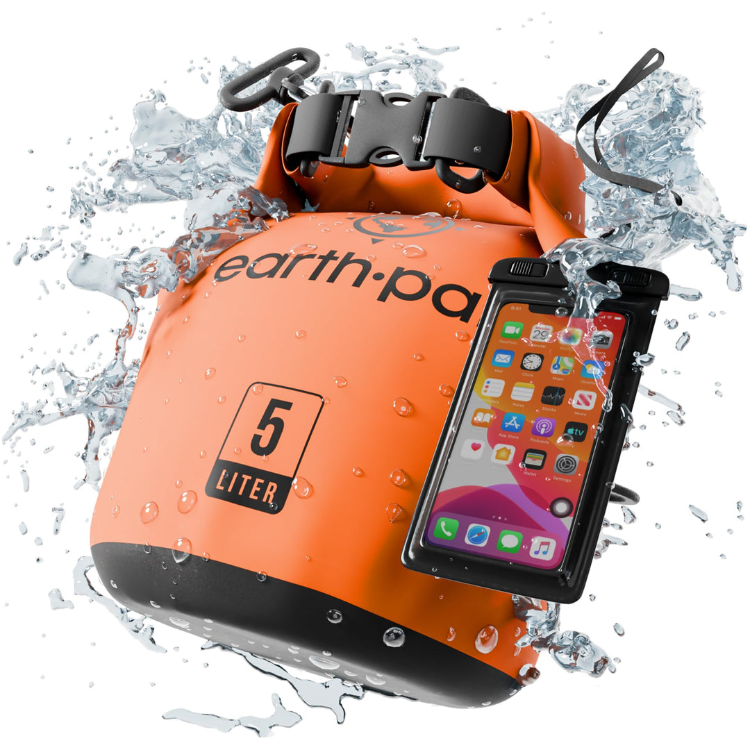 Earth Pak Waterproof Dry Bag - Roll Top Waterproof Backpack Sack Keeps Gear Dry for Kayak with Waterproof Phone Case