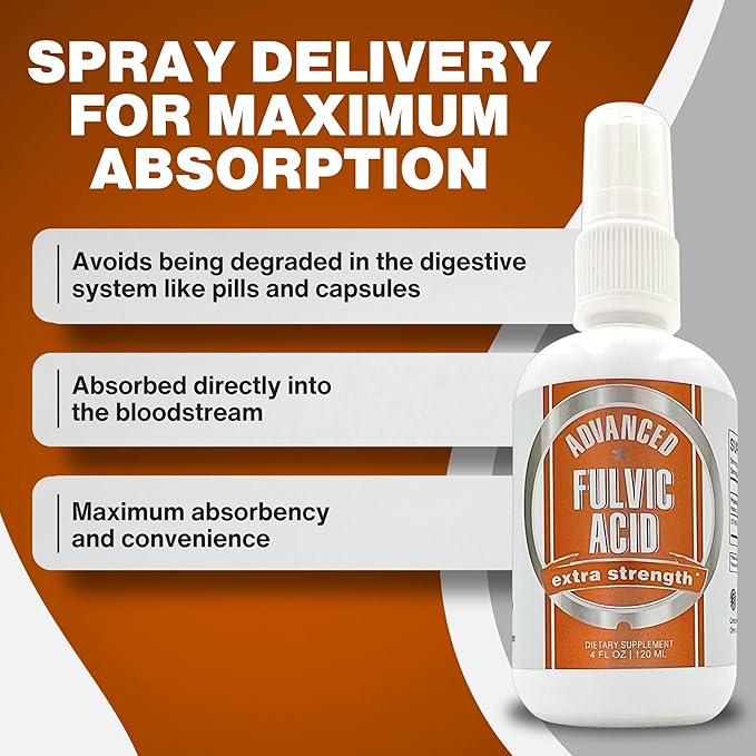 Advanced Fulvic Acid and Humic Acid Trace Mineral Liquid Spray Supplement. 70+ Ionic Organic Vital Minerals & Electrolytes, Similar Benefits of Shilajit & Drops (8 oz, 240 Servings)