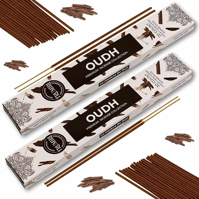 Oud Incense Sticks - Agarwood - Total 40 Insence-Sticks - Dual Pack of 20 Insense - Inciensos - Inscents - Natural Non Toxic Ingredients - Incents - Incence - Inscense - Insents