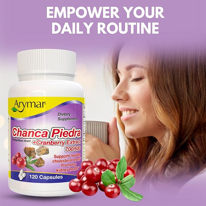 Arymar Chanca Piedra with Cranberry – Herbal Support for Urinary Wellness & Kidney Function (60 Capsules) (120 Capsules)