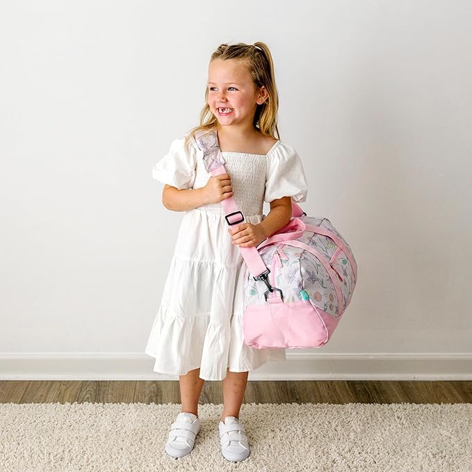 JumpOff Jo by Wildkin Overnighter Duffel Bag – Lightweight Travel Bag for Kids - Fairy Blossom