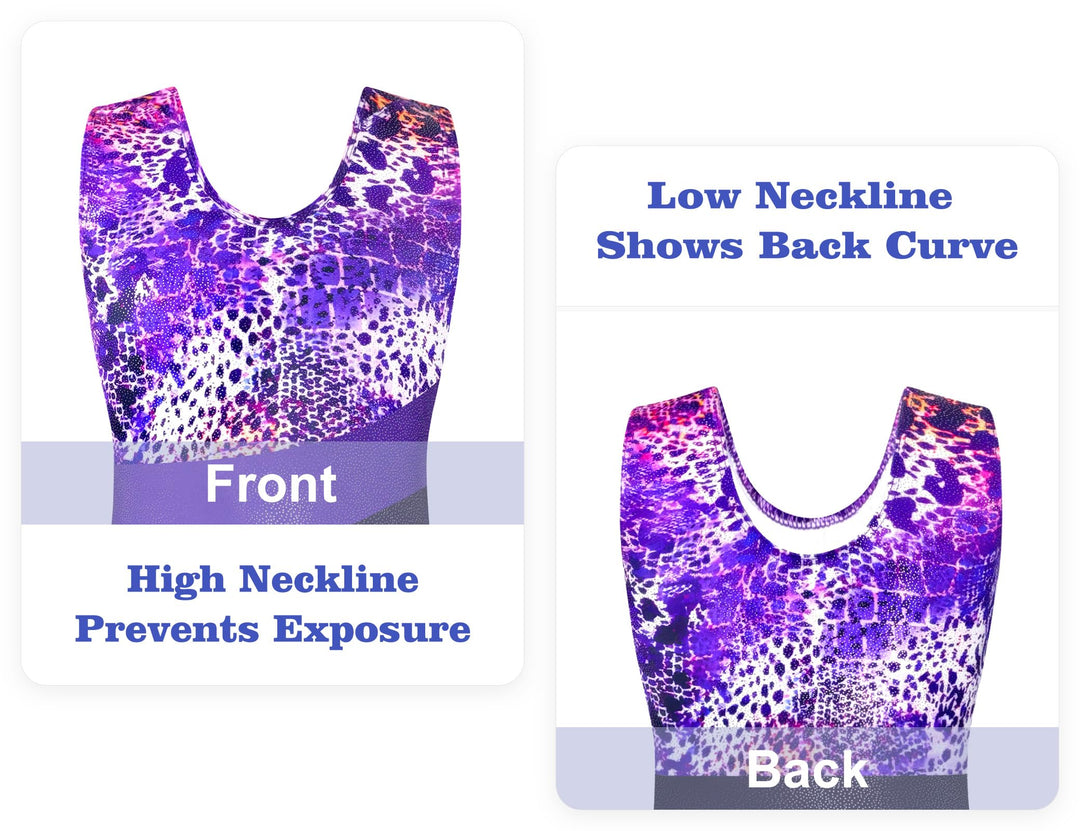 Domusgo Leotard for Girls Gymnastics Size 5-6 Years Old Black Purple Leopard Tumbling Biketard