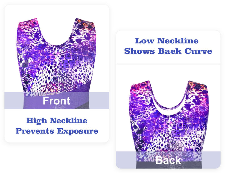 Domusgo Leotard for Girls Gymnastics Size 5-6 Years Old Black Purple Leopard Tumbling Biketard