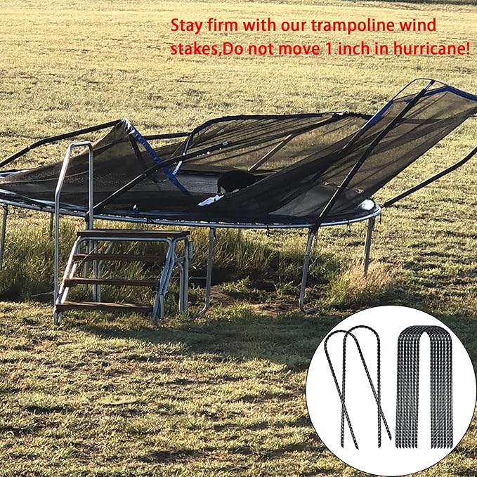 20 Pack 10 Inch Heavy Duty Trampolines Wind Stakes Galvanized Steel Garden Stakes U-Shaped Staples for Landscaping, Camping Tents, Soccer Goals and Garden Decoration