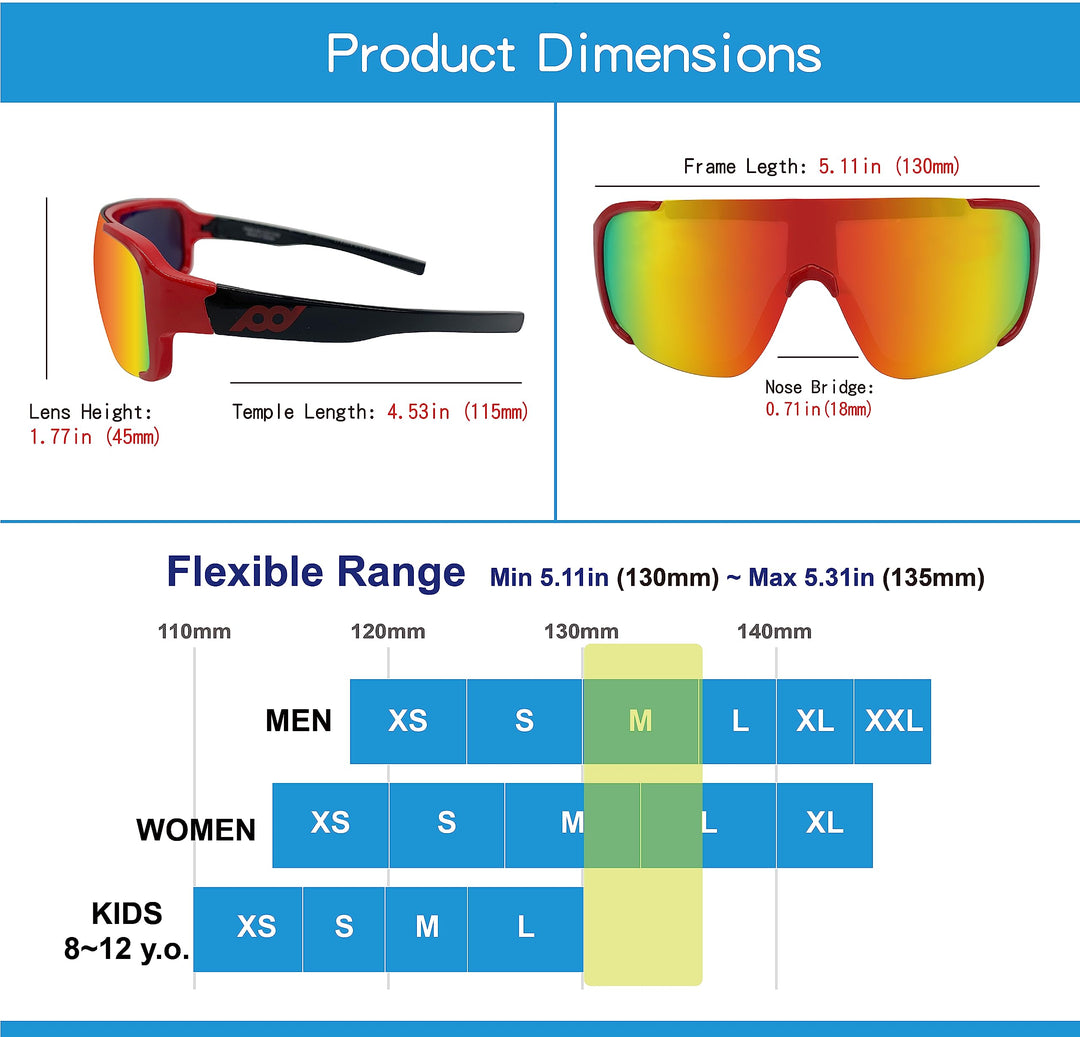 XII WY Polarized Youth Kids Sports Sunglasses Cycling Running Golf for Boys Girls