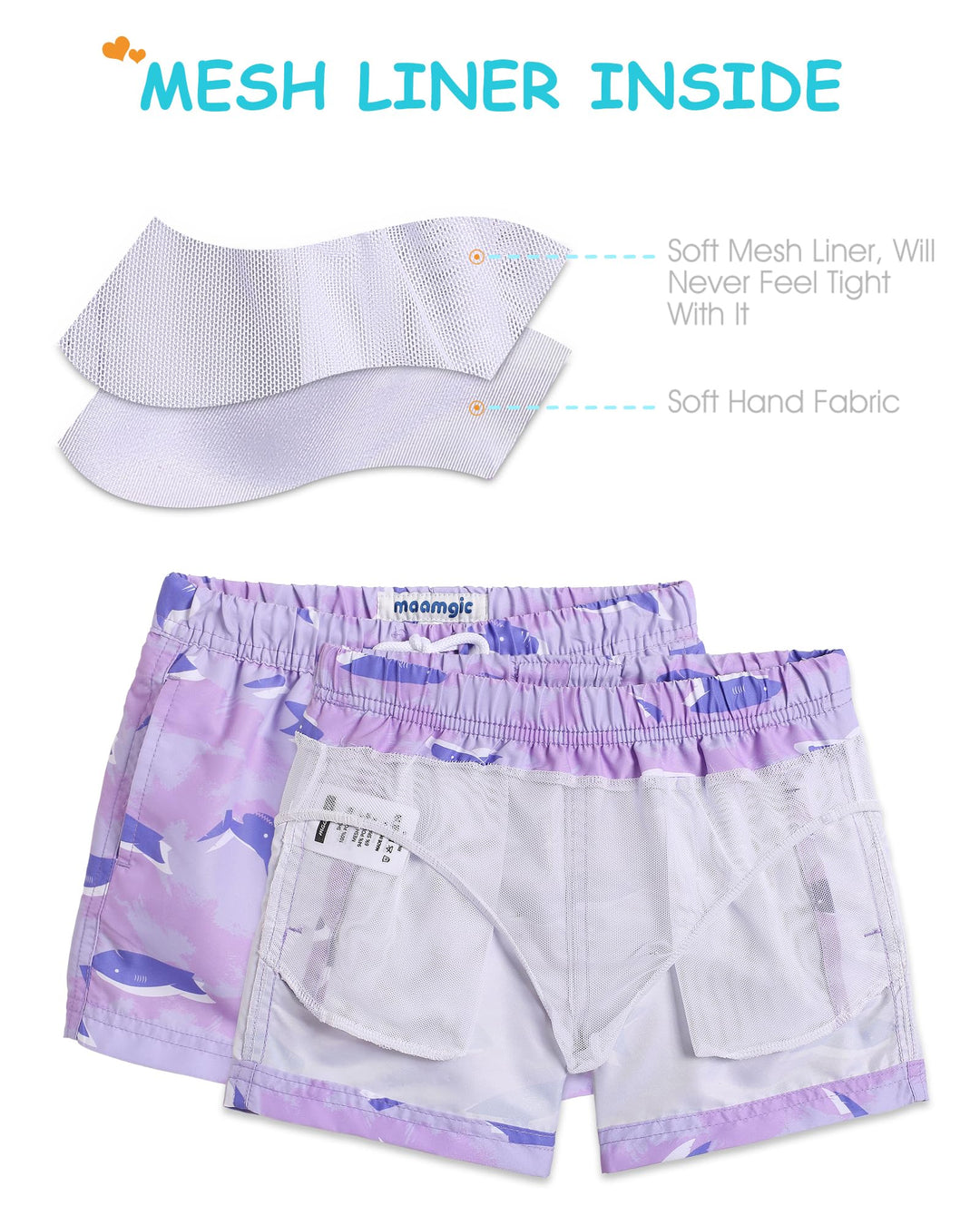 maamgic Boys Swim Trunks Toddler Swim Shorts Little Boys Bathing Suit Swimsuit Toddler Boy Swimwear Purple Shark 2T,Purple Shark,2 T