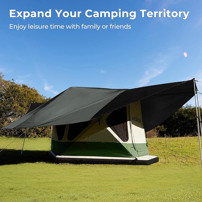 ACACIA Canopy XL for Space Acacia Camping System, PU2000 Waterproof Camping Tarp for 4 Season Camping, UPF50+ Sunproof Tent Tarp with 4 Telescoping Poles, Carry Bag, Summer Night