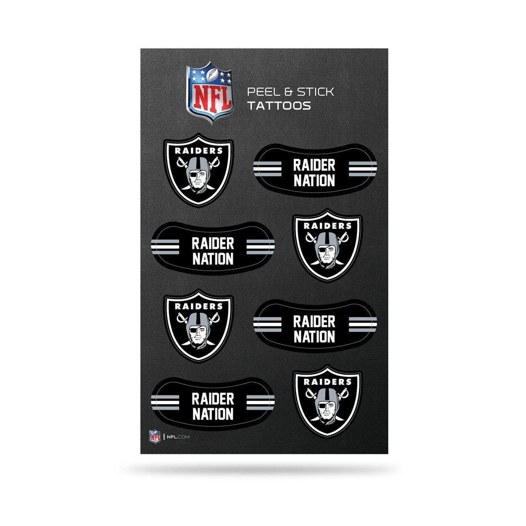 Rico Industries NFL Football Las Vegas Raiders Peel & Stick Temporary Tattoos - Eye Black - Game Day Approved!