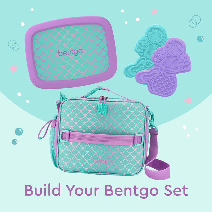 Bentgo® Buddies Glitter Reusable Ice Packs - Slim Ice Packs for Lunch Boxes, Lunch Bags, and Coolers - Multicolored 4-Pack (Mermaid)
