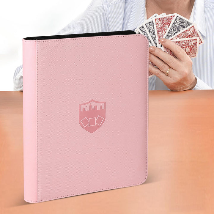 Trading Card Binder 16 Pocket, GERMUN PU Cover Card Binder for 1000+ Cards, Premium Trading Card Holder Folders, Double Sided Pocket Card Album for MTG, TCG (Pink)