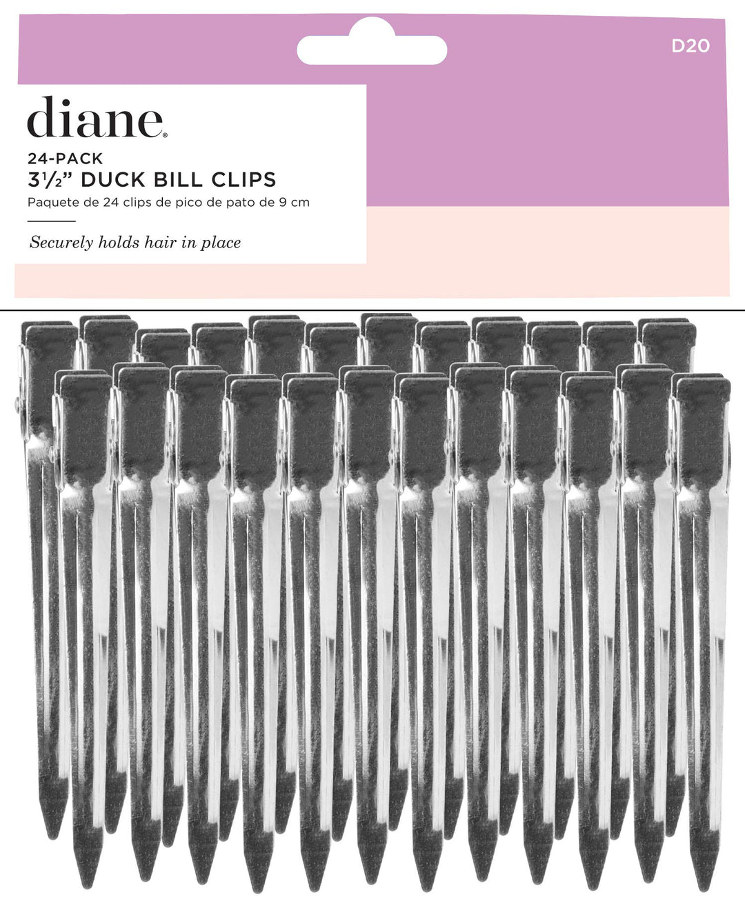 Diane Duck Bill Hair Clips, Silver, 24-pack
