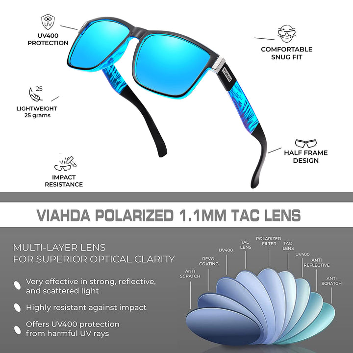 VIAHDA Polarized Sports Sunglasses for Man Cycling Running Fishing Golf Sun glasses Women HD6009