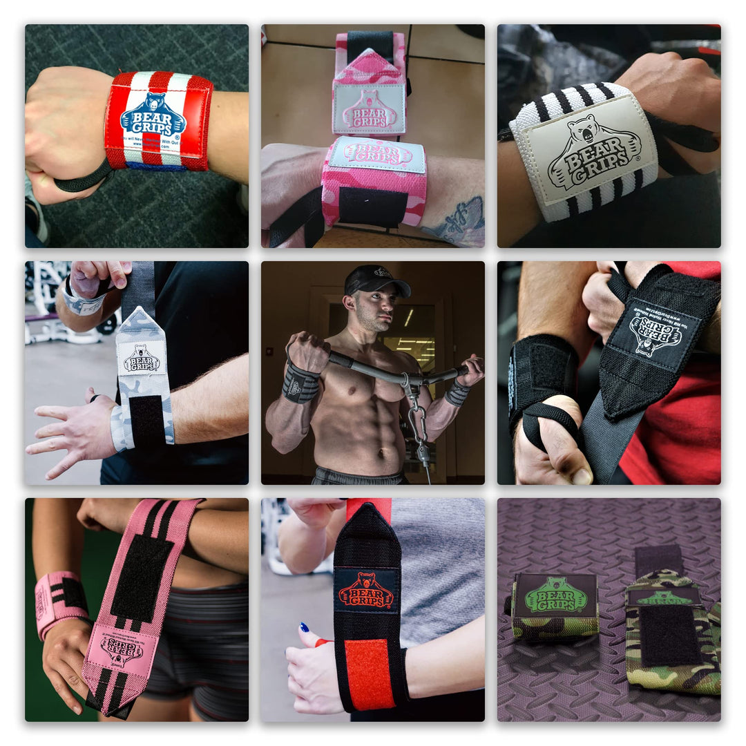 Bear Grips Wrist Wraps for Weightlifting | Weight Lifting Wrist Straps for Weightlifting | Extra Strength Gym Wrist Wraps | Two Wrist Wrap Per Pack | 12” & 18” | Lifting Wrist Wraps for Men & Women