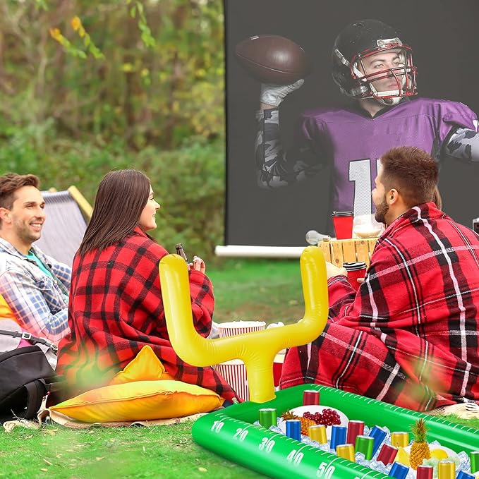 2 Pack Inflatable Football Field Cooler Football Party Drink Cooler Football Party Decor Inflatable Ice Serving Bar for Sports Party Supplies Drink Beer Food, 28 x 53 in