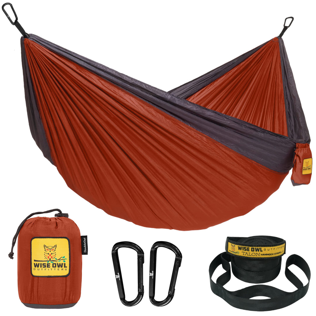 Wise Owl Outfitters Camping Hammock - Camping Essentials, Portable Hammock w/Tree Straps, Single or Double Hammock for Outside, Hiking, and Travel