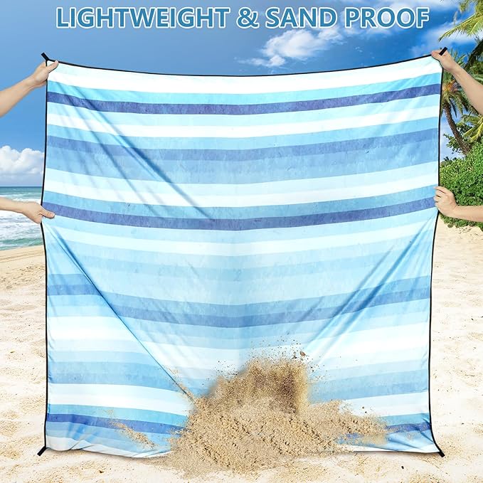 Beach Blanket Waterproof Sandproof Beach Mat 79" X 83" /10'x9'for 2-8 Adults Quick Drying Outdoor Picnic Mat Beach Accessories for Travel, Camping, Hiking