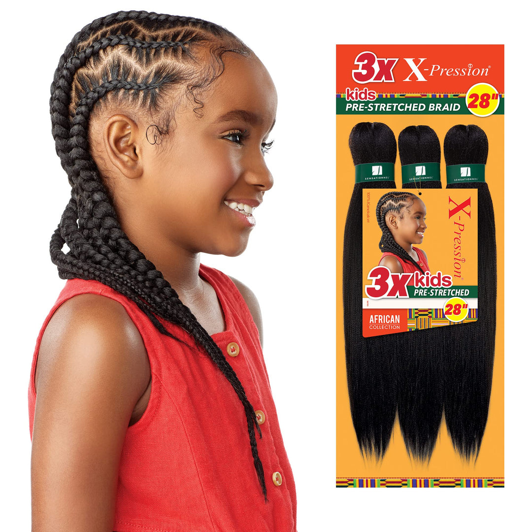 Sensationnel African Collection 3X X-Pression Pre-Stretched Braid 28'' (Kids) (1-Pack, 1)