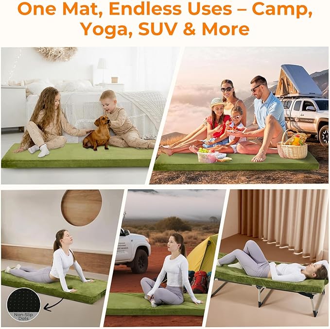 BDEUS Memory Foam Camping Mattress Pad 3inch Waterproof Roll Up Bed Sleeping Mat for Adults Portable Roll Up Mattress for Travel Guest Floor Bed Cot Mattress for Car, Tent