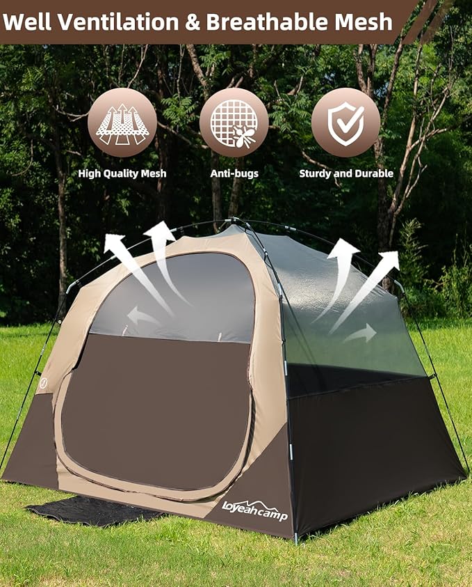 4 Person Blackout Camping Tent, Easy Setup Waterproof Family Dome Tent for Camping with Rainfly, Portable Double Layer Large Family Tent for Outdoor Camping&Hiking