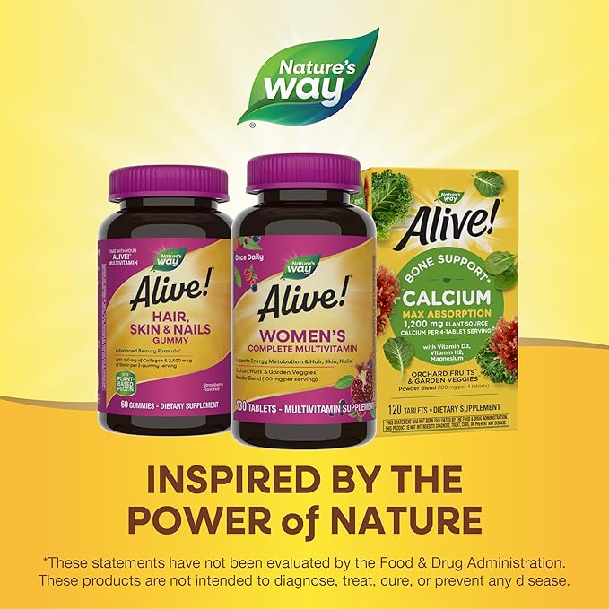 Nature's Way Alive! Daily Complete Multivitamin for Women, Supports Energy Metabolism, Hair, Skin & Nails*, B-Vitamins, 130 Tablets (Packaging May Vary)