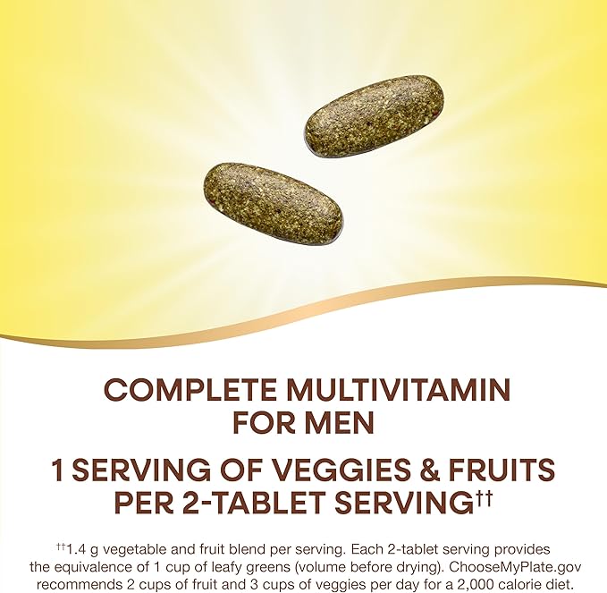 Nature's Way Alive! Garden Goodness Men's Multivitamin, One Serving of Veggies and Fruits**, High Potency B-Vitamins, 60 Tablets