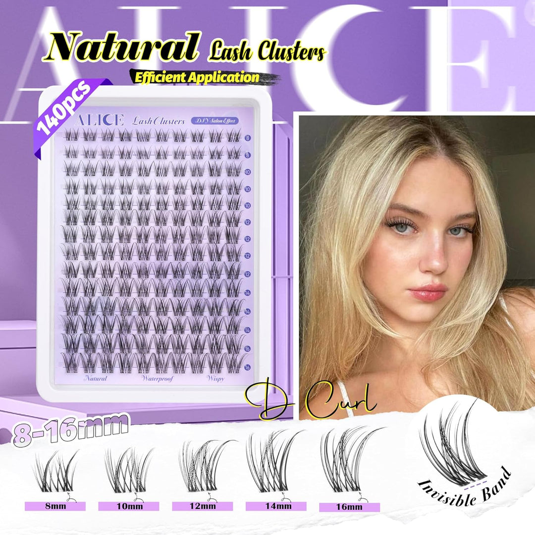 ALICE DIY Natural Lash Clusters | Wispy Anime Cat Eye | 10-16mm, 144 Pcs