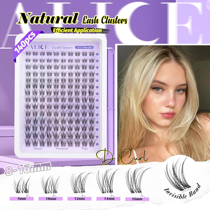 ALICE DIY Natural Lash Clusters | Wispy Anime Cat Eye | 10-16mm, 144 Pcs