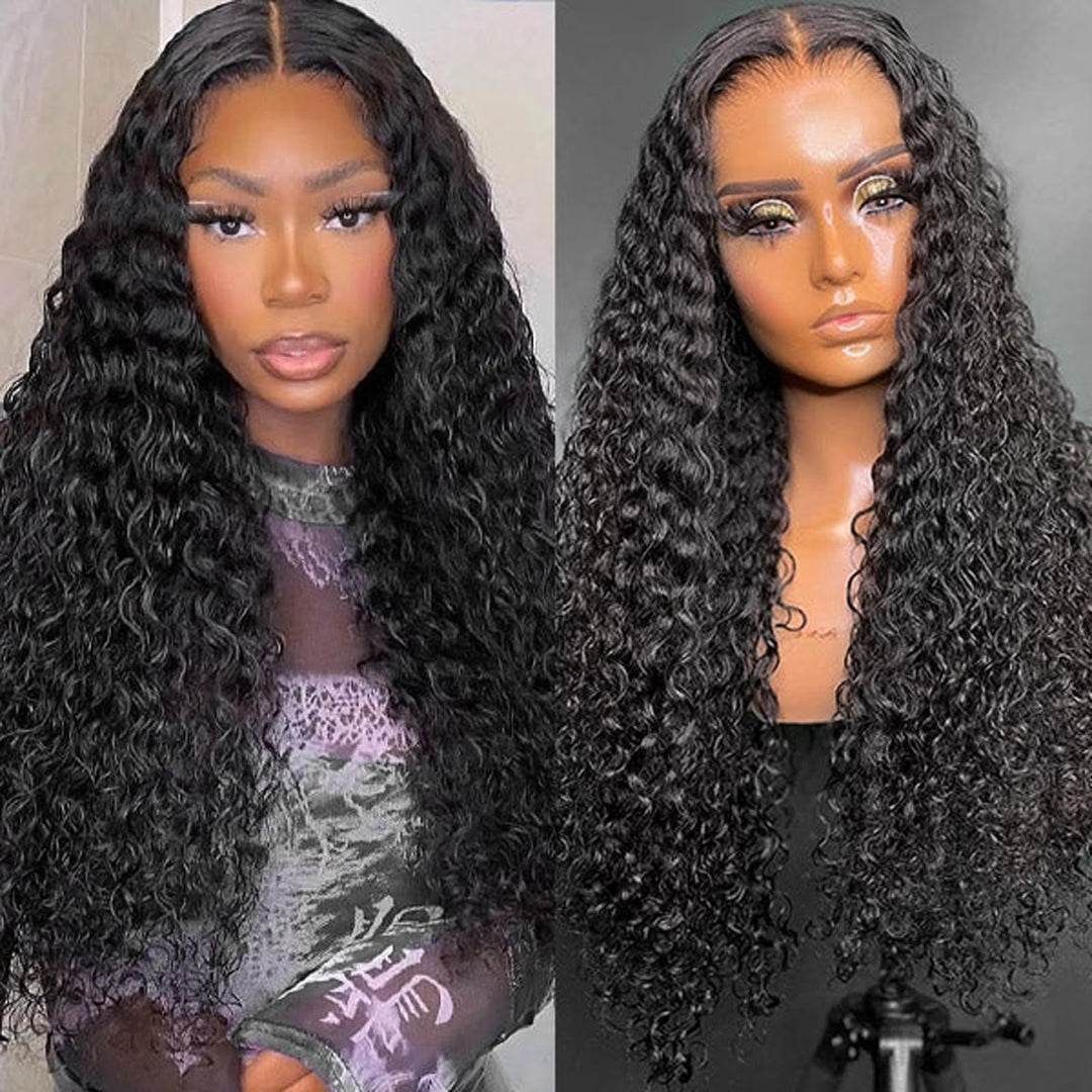 Absfwiw 18Inch Deep Wave Lace Front Wigs Human Hair-13X4 Hd Transparent Deep Wave Frontal Wigs Glueless Curly Wigs For Women 180