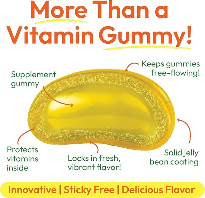 Vitamin C Jelly Bean Gummies for Kids, Immune Support Dietary Supplements, Vegetarian, 120 Citrus Blast Jelly Beans, Kosher