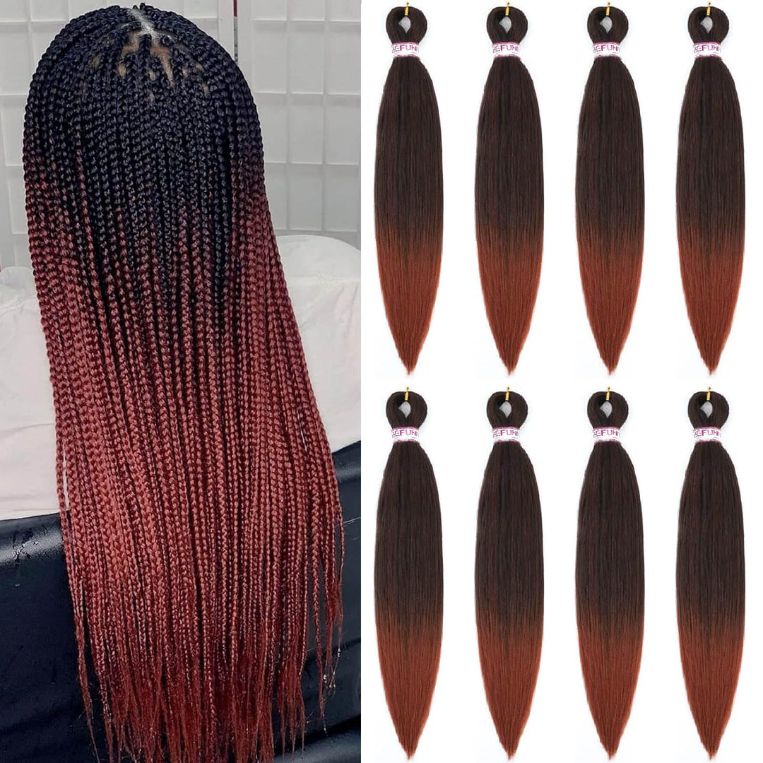 Befunny Pre Stretched Braiding Hair,20 Inch 8 Packs Prestretched Braiding Hair Bundles With Orange Ends,Professional Synthetic H