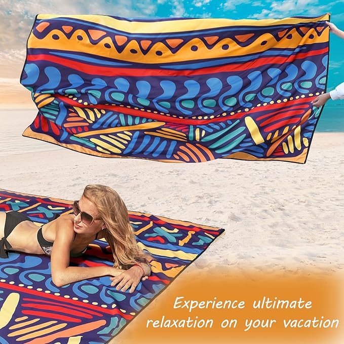 AISPARKY Beach Blanket Waterproof Sandproof, Oversized Large Beach Mat 79" X 83"/120"x108" for 1-8 Adults, Quick Drying&Compact&Lightweight, Picnic Mat Vacation Essentials for Beach Camping Travel