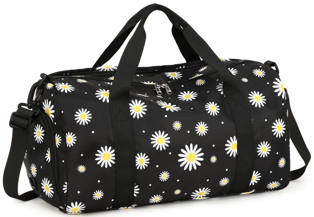 Gym Bag Sports Duffle Bag with Wet Pocket Weekender Overnight Bag with Waterproof Shoe Pouch and Air Hole for Girls Kids Women Travel Foldable Bag