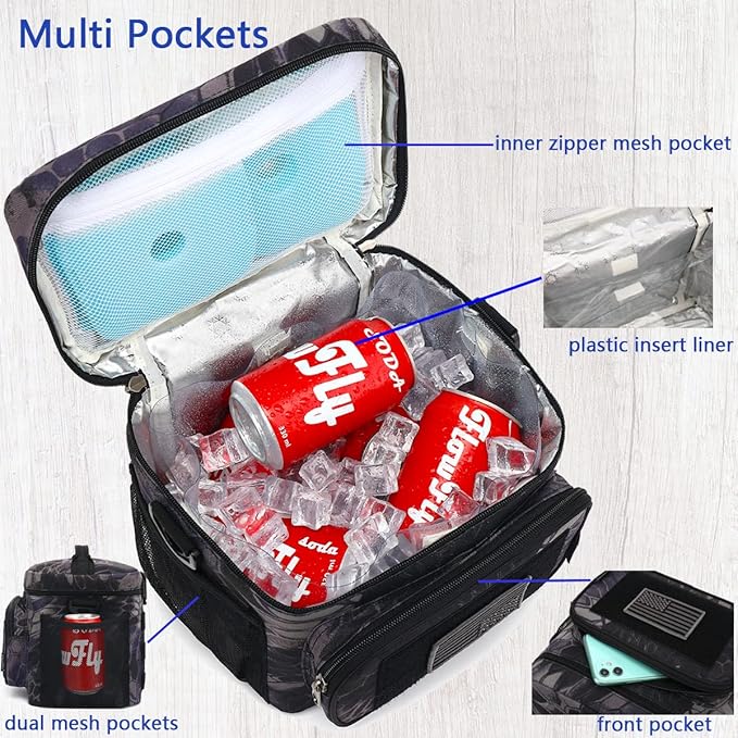 FlowFly Tactical Lunch Bag Large Insulated Lunch Box Cooler Tote for Men, Women with MOLLE/PALS Webbing(Typhon, Medium)