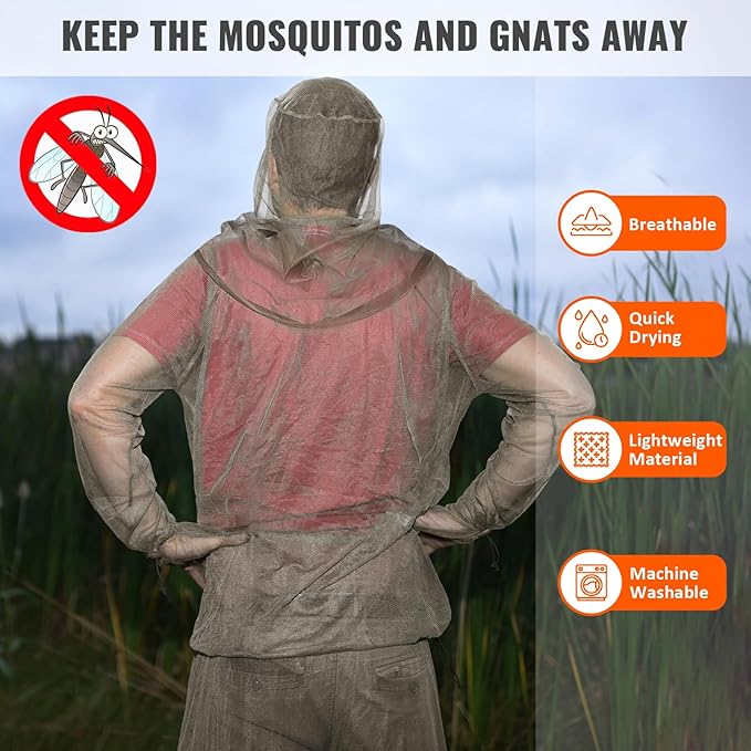 2/4pcs Mosquito Bug Suit for Men Women, Full Body Mosquito Net Suit Breathable Mesh Proof Clothing for Fishing, Hiking
