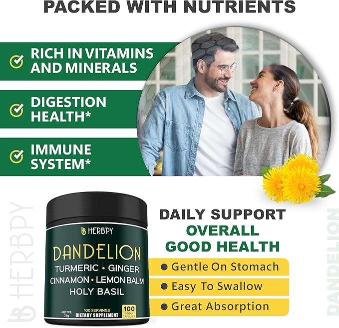 Bundle 6in1 Dandelion Supplement & 5in1 Valerian Root Supplement - Support Heart Health, Immune, Digestive, Restful Night and Relaxation