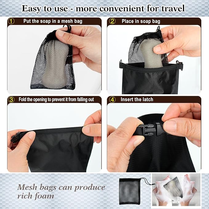 4 Pcs Travel Soap Bag, Waterproof Leakproof Quick Dry Bar Soap Travel Container, Soap Saver Pouch for Camping, Hiking, Hotel Essentials, Portable Soap Holder Travel Case, Soap Travel Bag