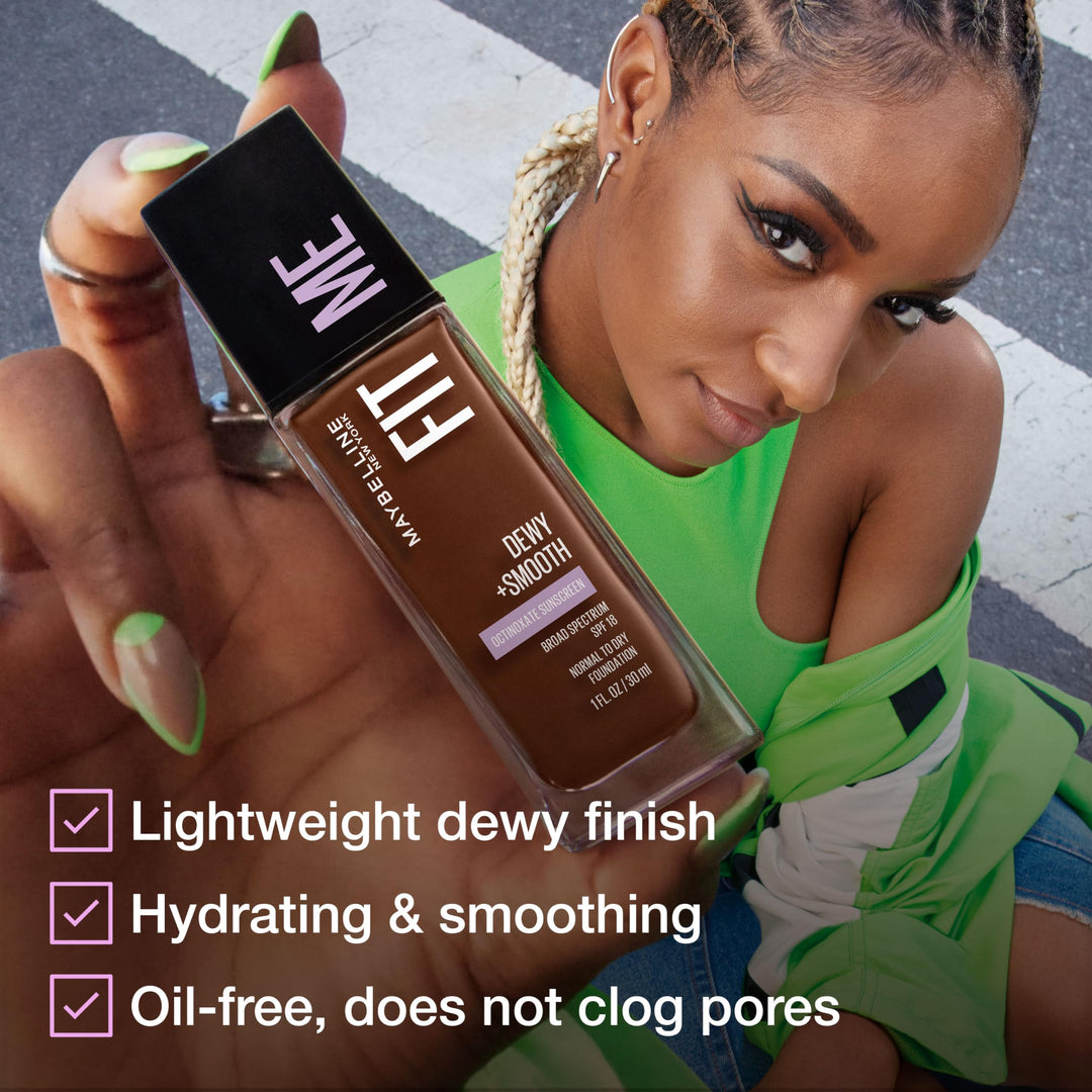 Maybelline Fit Me Dewy + Smooth Foundation, Mocha, 1 fl. oz. (Packaging May Vary)