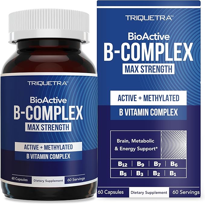 BioActive Vitamin B Complex - Blood Stream Ready, Methylated B Complex - Featuring Methylfolate, 3 BioActive Forms of B12, BenfoPure® B1 & Pantesin® B5 - 12 B Vitamins in Clinical Doses - 60 Servings