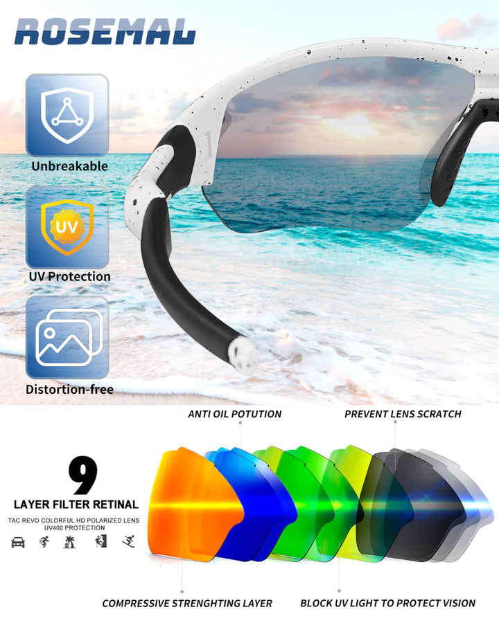 Polarized Sports Sunglasses for Men Women Youth Baseball Running Fishing Tennis Golf Cycling Driving Motor TAC UV400 TR90