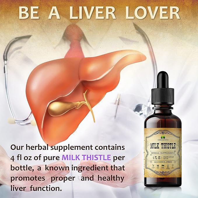 Milk Thistle Liver Detox – All-Natural Silymarin Extract for Liver Cleanse, Immune Support & Skin Health – Herbal Milk Thistle Supplement – 4 fl oz