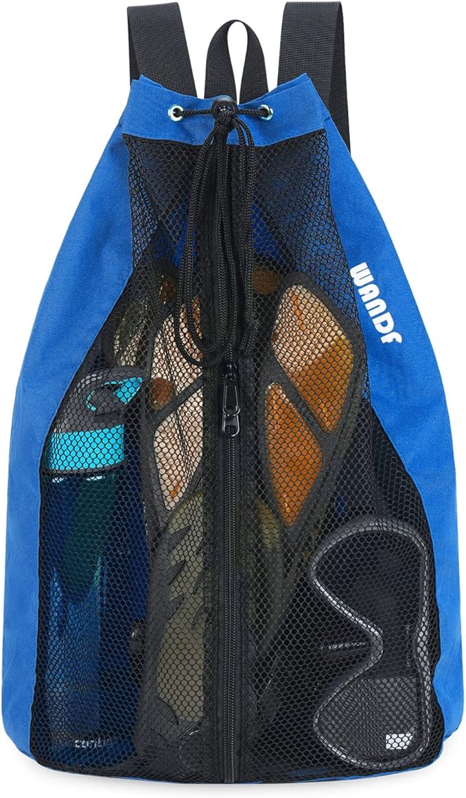 WANDF Swim Bag Mesh Drawstring Backpack Beach Backpack for Swimming, Gym, and Workout Gear