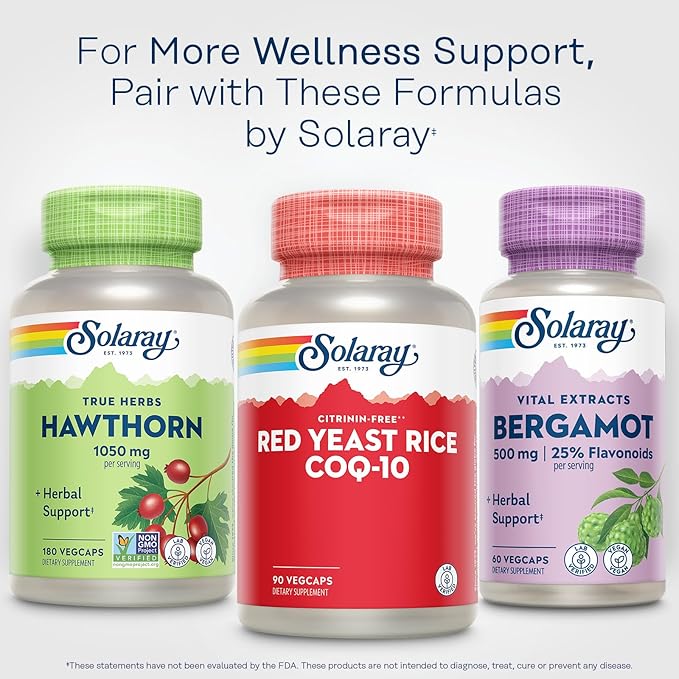 SOLARAY Red Yeast Rice with CoQ10 and Niacin (Vitamin B3) - Non-Irradiated Red Yeast Rice Plus CoEnzyme Q10 - Citrinin Free - 60-Day Guarantee, Lab Verified, 90 Servings, 90 VegCaps