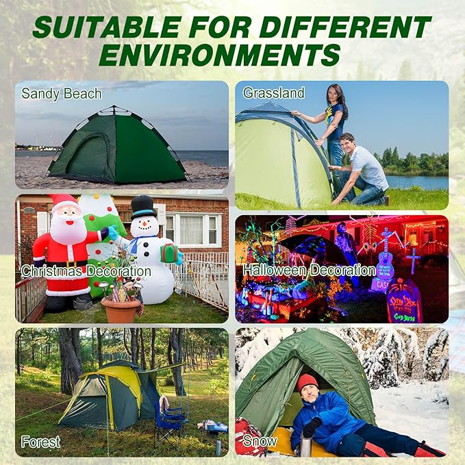 Hicarer 12 Inch Tent Stakes Screw in Camping Stakes Heavy Duty Metal Stake Ground Anchor Peg Threaded Tent Spikes with Hex Head Driver for Camping Garden Inflatable