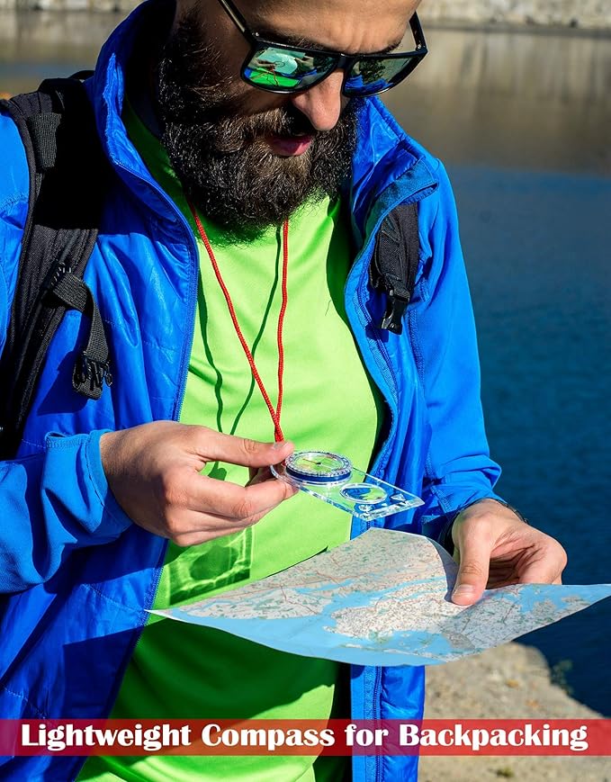 Orienteering Compass - Hiking Backpacking Compass | Advanced Scout Compass Camping and Navigation | Boy Scout Compass Kids - Children Compasses for Map Reading - Baseplate Compass Survival