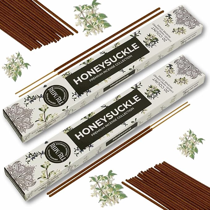 Honeysuckle Incense Sticks - Total 40 Insence-Sticks - Dual Pack of 20 Insense - Inciensos - Inscents - Natural Non Toxic Ingredients - Incents - Incence - Inscense - Insents