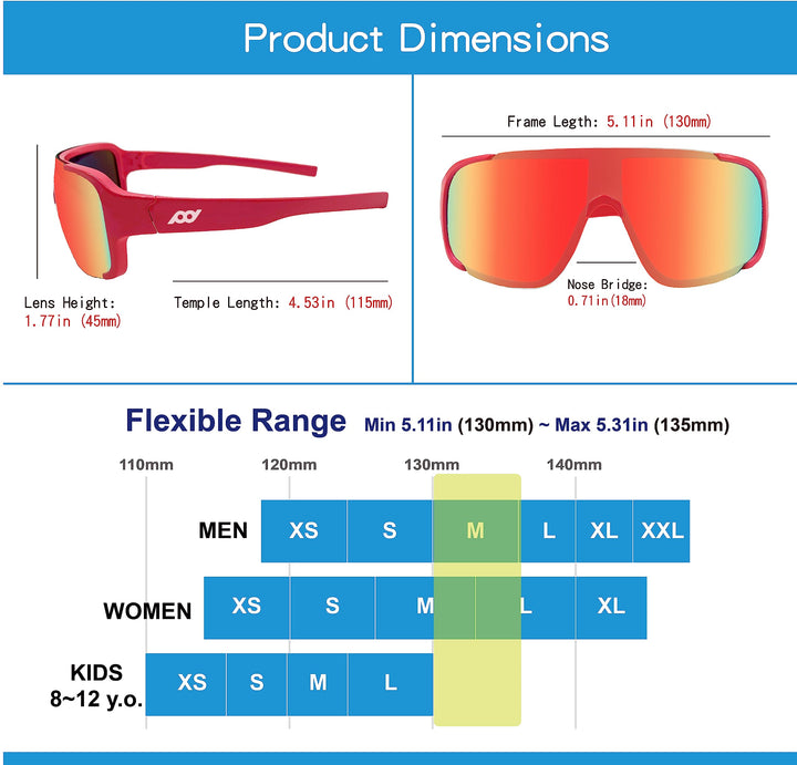 XII WY Polarized Youth Kids Sports fit over Sunglasses Cycling Running Golf for Boys Girls