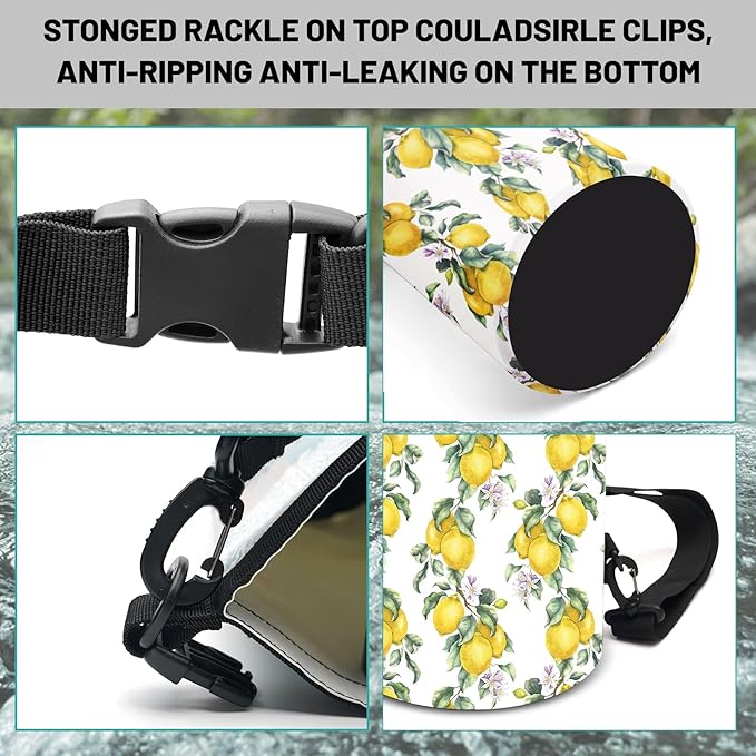 Waterproof Dry Bag,Roll Top Summer Lemon Small Waterproof Backpack 5L/10L/20L Floating and Lightweight Bags for Kayaking, Boating, Fishing, Swimming and Camping with Waterproof Phone Case