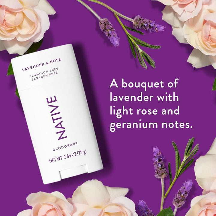 Native Deodorant | Aluminum-Free, 72-Hour Odor Control | Lavender & Rose, Eco-Friendly