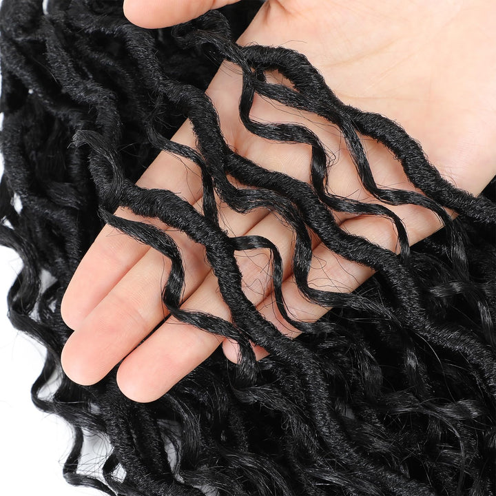 8 Packs Crochet Hair for Black women, Goddess Locs Crochet Hair, Goddess Faux Locs with Curl Braids (12Inch, 8Packs, 1B)